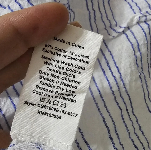 Avec Les Filles Tiered Ruffle Cropped Tank Top, Cotton/Linen Blend, Striped, EUC - Picture 11 of 11